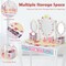 Kids Vanity Princess Makeup Dressing Table Chair Set with Tri-fold Mirror